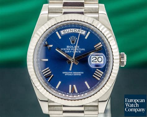 rolex president day date white gold ice blue dial review|pre owned rolex president 40mm.